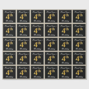 Elegant, Falsches Gold 4. Geburtstag + Individuell Geschenkpapier
