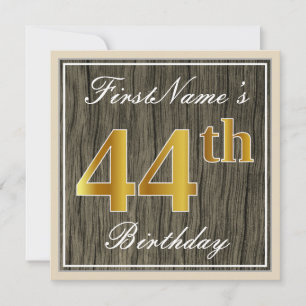 Elegant, Falsches Holz, Falsches Gold 44. Geburtst Einladung