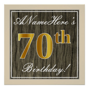 Elegant, Falsches Holz, Falsches Gold 70. Geburtst Poster
