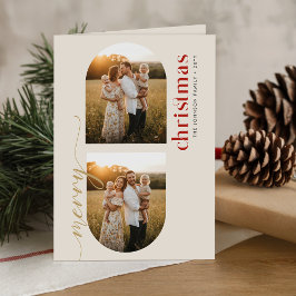 Elegant Family Christmas 3 Photo Arch Folded Feiertagskarte
