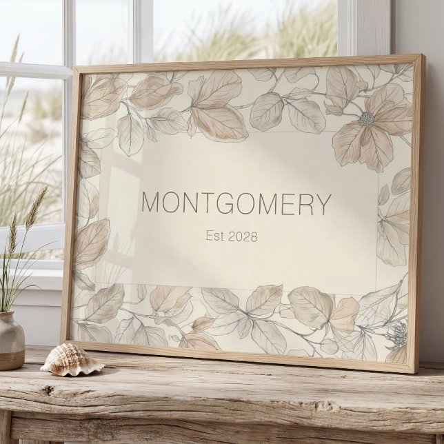 Elegant Family Last Name Wall Art Minimalist Sign Poster (Von Creator hochgeladen)