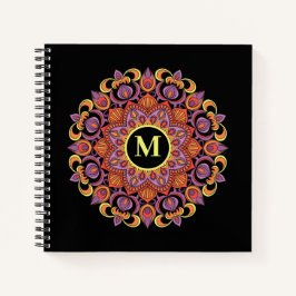 Elegant farbenfroh Mandala Blühe Monogram Notizbuch