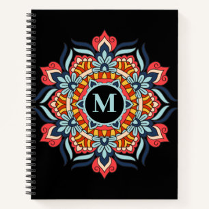 Elegant farbenfroh Mandala Blühe Monogram Notizbuch