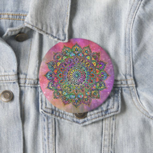 Elegant farbenfrohe Mandala Indien Stil 1 Button