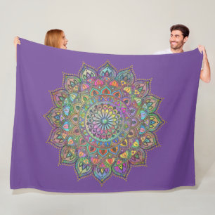 Elegant farbenfrohes Mandala Indien Stil 1 Fleecedecke