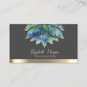 Elegant Farbige Chic Lotus Gold Streifen Yoga Visitenkarte