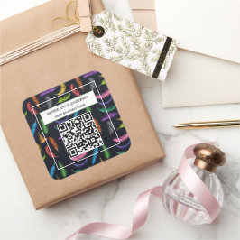 Elegant farbige Feathers Your Logo Slogan Quadratischer Aufkleber