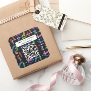 Elegant farbige Feathers Your Logo Slogan Quadratischer Aufkleber