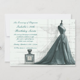 Elegant Fashion Sketch Birthday Invitation  Einladung