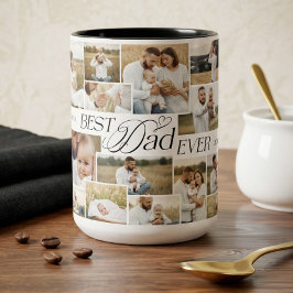Elegant Fathers Day Best Dad Ever Photo Collage Zweifarbige Tasse