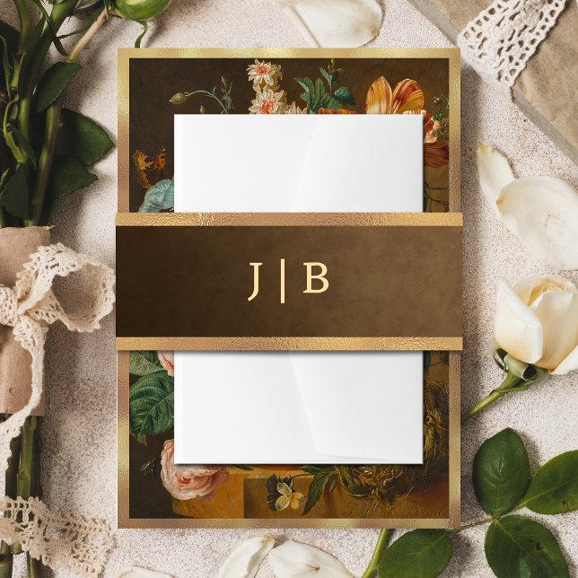 Elegant Faux Gold Border Wedding Monogram Einladungsbanderole (Von Creator hochgeladen)