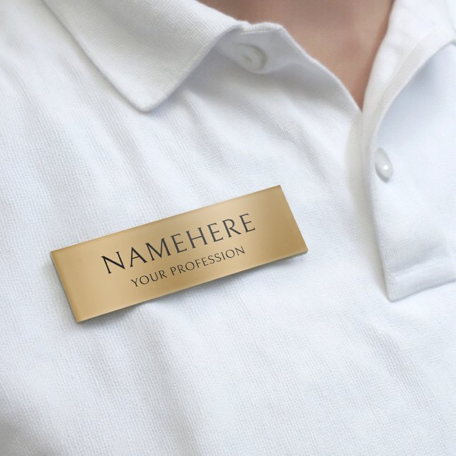Elegant Faux Gold Simple Basic Minimalist Modern Namenschild (Von Creator hochgeladen)