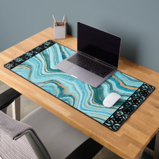 Elegant Faux Marble Black Ornate Trim Schreibtischunterlage