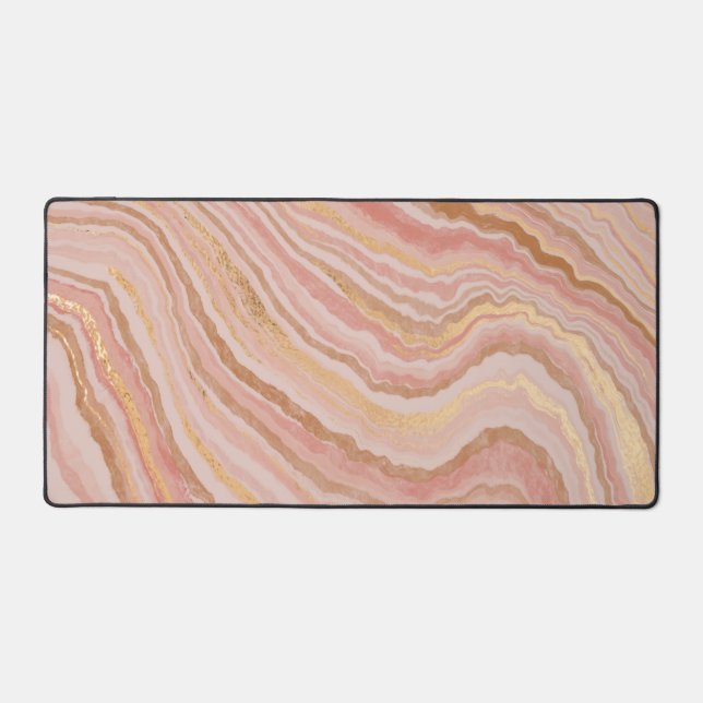 Elegant Faux Marble Pale Blush, Pink, Sand Schreibtischunterlage (Vorderseite)