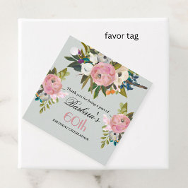 Elegant Favor Tag Floral 60th Birthday Geschenkanhänger