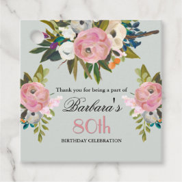 Elegant Favor Tag Floral 80th Birthday  Geschenkanhänger