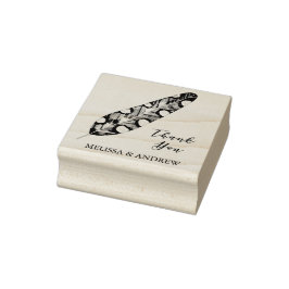 Elegant Feather - Danke - Personalisiert Gummistempel