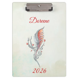 Elegant Feather Floral Watercolour clipboard Klemmbrett