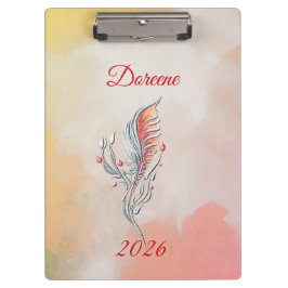Elegant Feather Floral Watercolour clipboard Klemmbrett