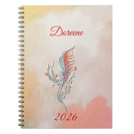 Elegant Feather Floral Watercolour notebook Notizblock