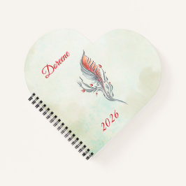 Elegant Feather Floral Watercolour notebook Notizbuch