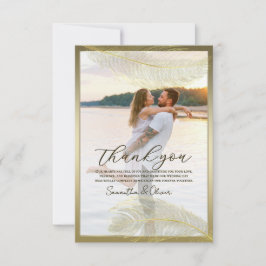 Elegant Feather Photo Thank You Card  Luxury Event Dankeskarte