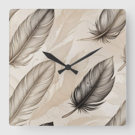 Elegant Feathers Clock Quadratische Wanduhr