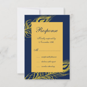 Elegant Feathers on Navy UAWG RSVP Karte