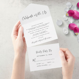Elegant Feiern Sie mit uns Hochzeitsempfang All In One Einladung