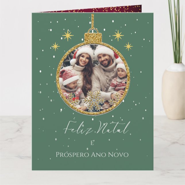 Elegant Feliz Natal e Próspero Ano Portugiesisch Karte (Vorderseite)
