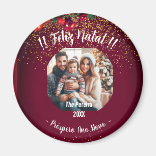 Elegant Feliz Natal e Próspero Ano Portugiesisch Magnet