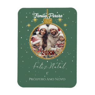 Elegant Feliz Natal e Próspero Ano Portugiesisch Magnet