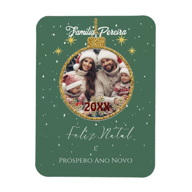 Elegant Feliz Natal e Próspero Ano Portugiesisch Magnet (Vertikal)