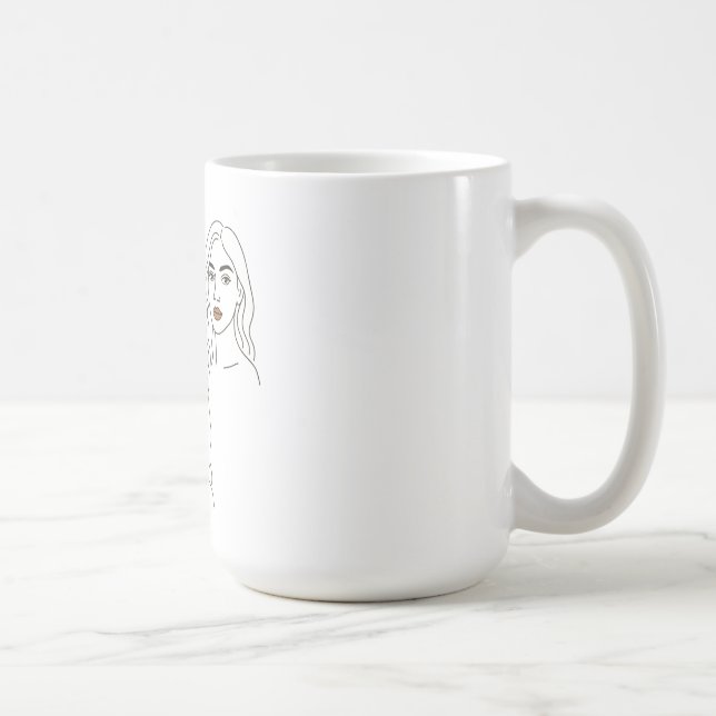 Elegant Female Line Art Portrait – Minimalist Face Kaffeetasse (Rechts)