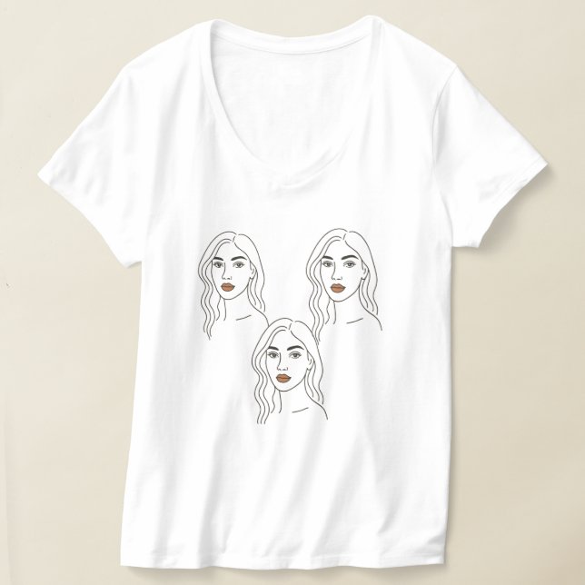 Elegant Female Line Art Portrait – Minimalist Face T-Shirt (Ablage )
