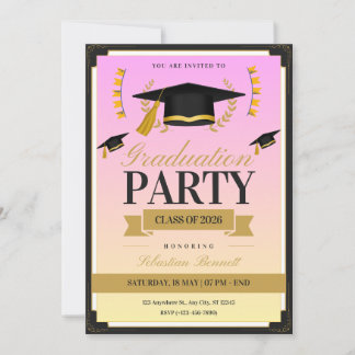Elegant feminine Cap graduation invitation  Einladung