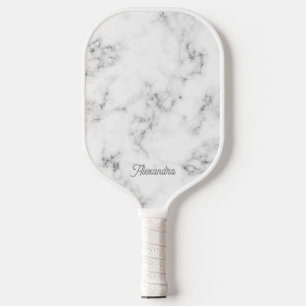 Elegant Feminine Gray Marble Custome Name Pickleball Schläger