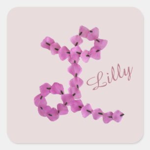 Elegant Feminine Letter L Monogram Initial Pink Quadratischer Aufkleber