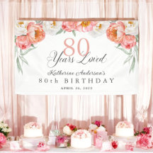 Elegant Feminine Peach Floral 80. Geburtstag