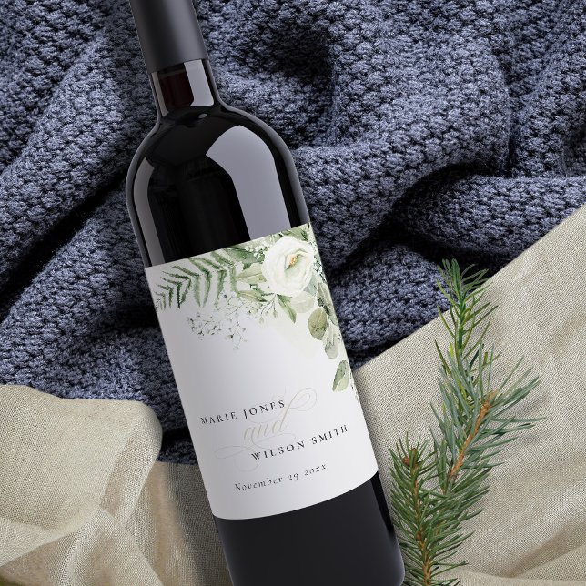 Elegant Fern Eukalyptus Greenerenerage Foliage Wed Weinetikett (Von Creator hochgeladen)