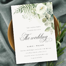 Elegant Fern Greenery White Floral Wedding Einladu Dankeskarte