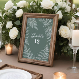 Elegant Fern Leaf Sage Green Wedding Tischnummern