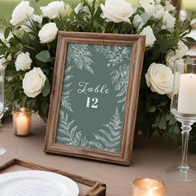 Elegant Fern Leaf Sage Green Wedding Tischnummern (Von Creator hochgeladen)