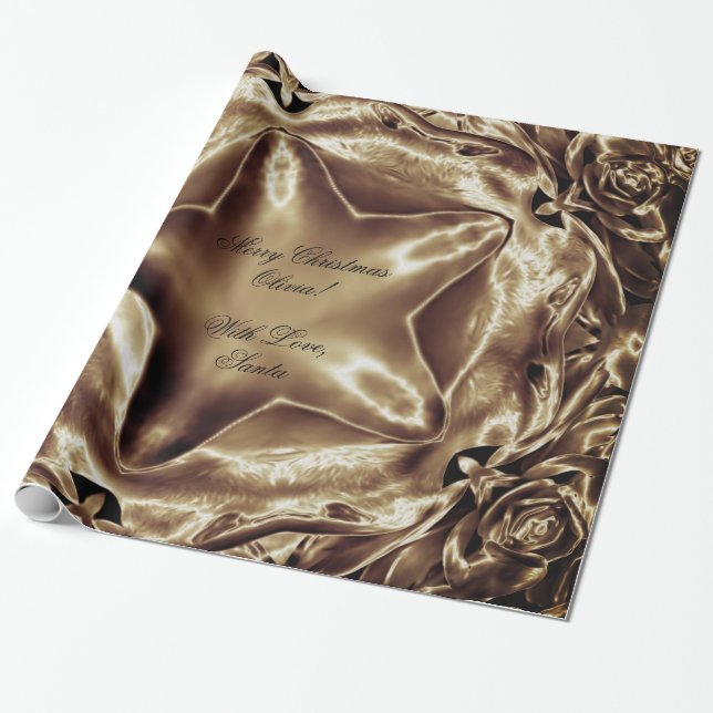 Elegant Festive Brown Weihnachtsstar Chic Geschenkpapier (Ungerollt)