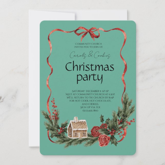 Elegant Festive Christmas Party Einladung (Vorderseite)