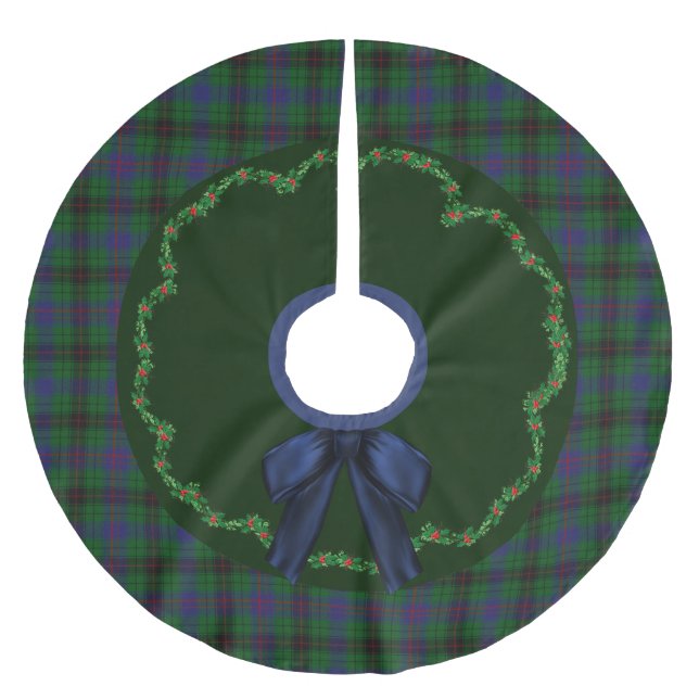Elegant Festive Davidson Tartan Kariert Tree Skirt Polyester Weihnachtsbaumdecke (Vorderseite)