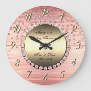 Elegant Festive Diamanten 25. Hochzeitstag Große Wanduhr