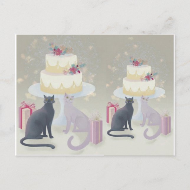Elegant Festive Feline Celebration Postkarte (Vorderseite)