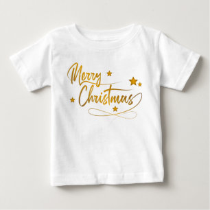 Elegant Festive Gold Calligraphy Frohe Weihnachten Baby T-shirt