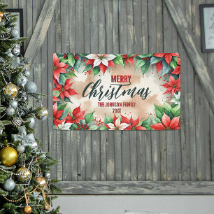 Elegant Festive Red and White Poinsettia Weihnacht Banner